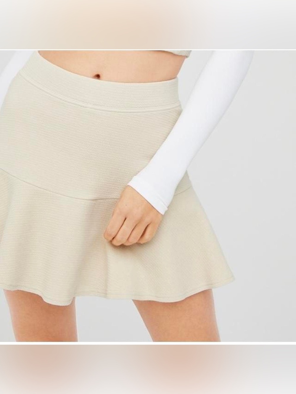 Aerie Offline Beige Textured Flared Mini Skort